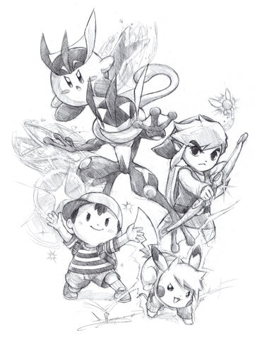 SMASH BROS CHARACTER Sketch Commission (2-4)